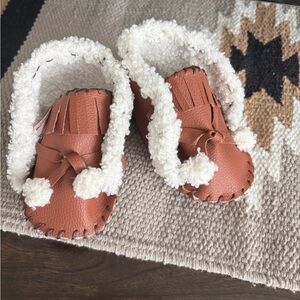 Handmade Baby Moccasins with Cozy Sherpa Trim